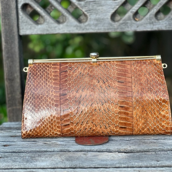 VINTAGE Brown snake clutch/bag - Picture 6 of 12